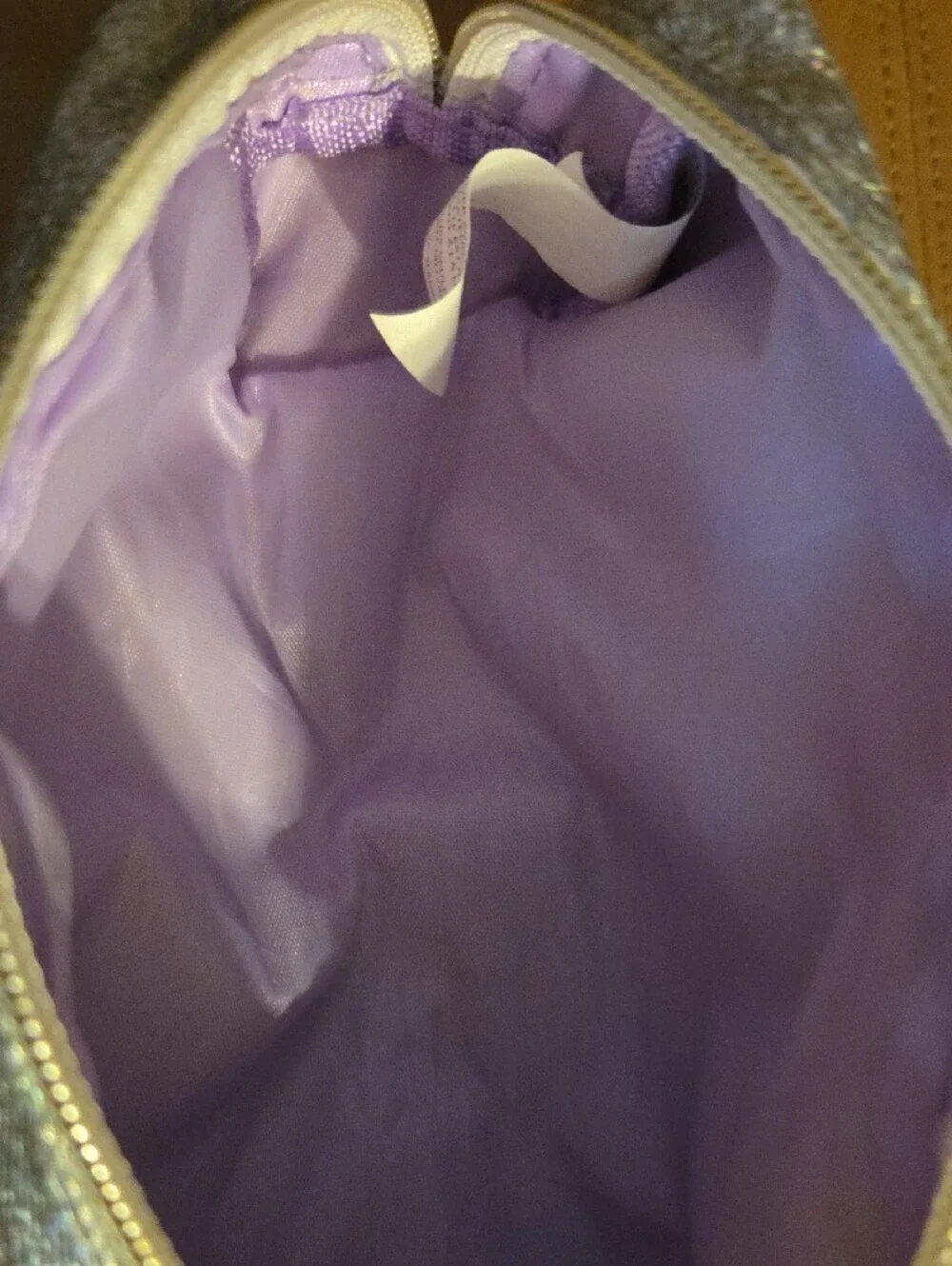 Silver Sparkle With Purple Liner Cosmetic Pouch - Women's Makeup Case
